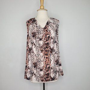 Cest.1946 Women's Snakeskin Print Drape Neck Sleeveless Stretchy Top NEW Size M